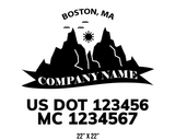 company name truck decal lawn care landscaping and usdot mc 