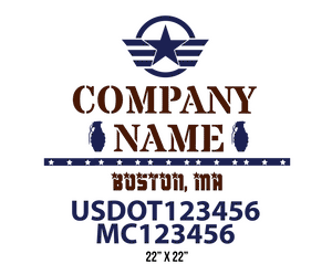 company name truck decal military and usdot mc 