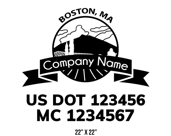 company name truck decal lawn care landscaping and usdot mc 