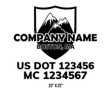 company name truck decal lawn care landscaping and usdot mc 