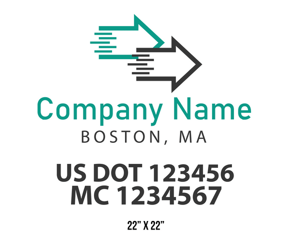 company name truck decal logistics and transportation usdot mc 