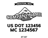 company name truck decal lawn care landscaping and usdot mc 