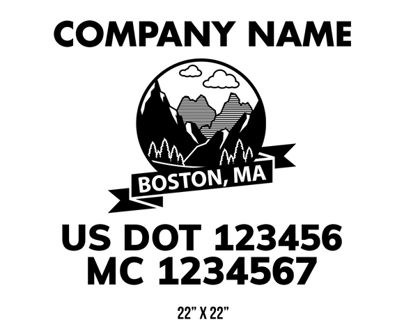 company name truck decal lawn care landscaping and usdot mc 