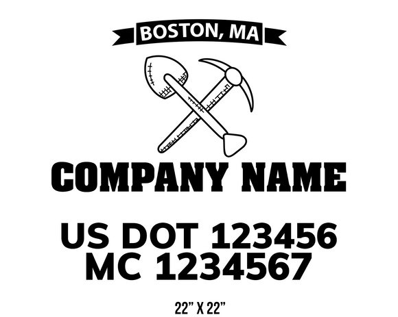 company name truck decal lawn care landscaping and usdot mc 