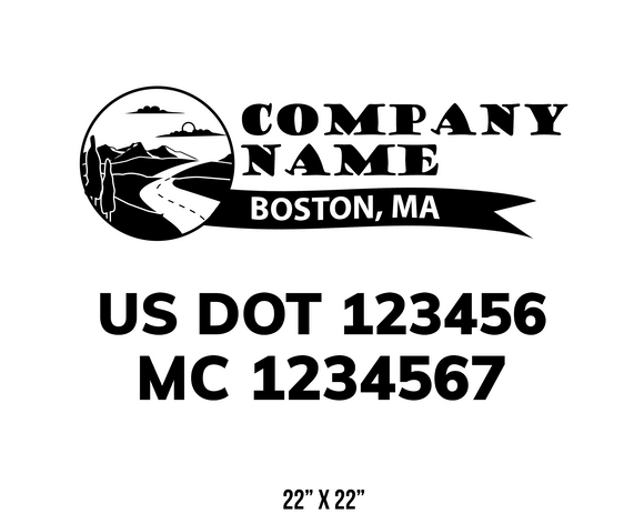 company name truck decal lawn care landscaping and usdot mc 