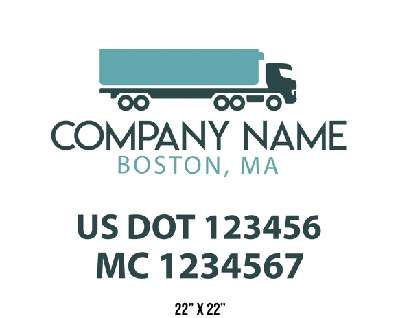 company name truck decal logistics and transportation usdot mc 