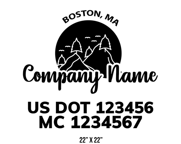 company name truck decal lawn care landscaping and usdot mc 