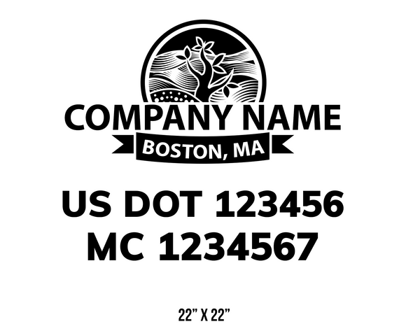 company name truck decal lawn care landscaping and usdot mc 