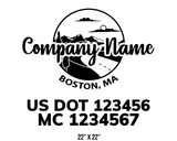 company name truck decal lawn care landscaping and usdot mc 