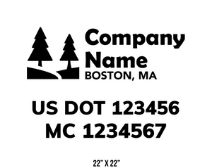 company name truck decal lawn care landscaping and usdot mc 