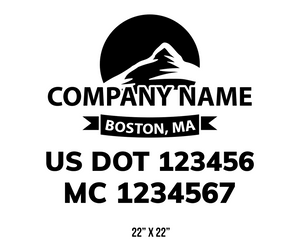 company name truck decal lawn care landscaping and usdot mc 