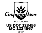 company name truck decal lawn care landscaping and usdot mc 