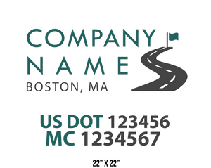 company name truck decal logistics and transportation usdot mc 