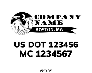 company name truck decal lawn care landscaping and usdot mc 