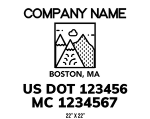 company name truck decal lawn care landscaping and usdot mc 