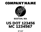 company name truck decal lawn care landscaping and usdot mc 