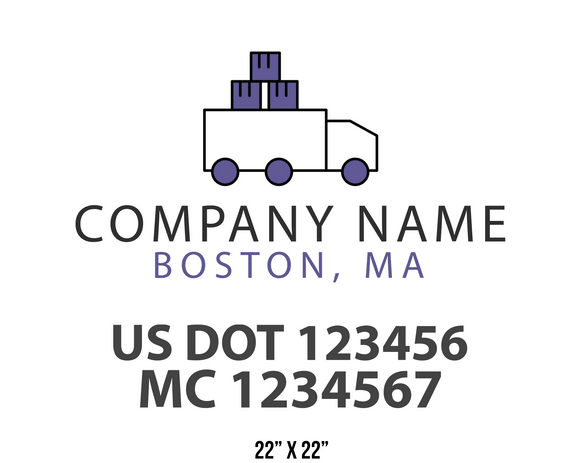 company name truck decal logistics and transportation usdot mc 