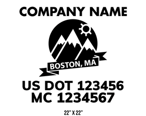 company name truck decal lawn care landscaping and usdot mc 