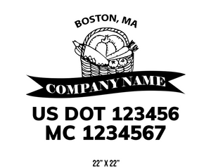 company name truck decal lawn care landscaping and usdot mc 