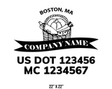 company name truck decal lawn care landscaping and usdot mc 