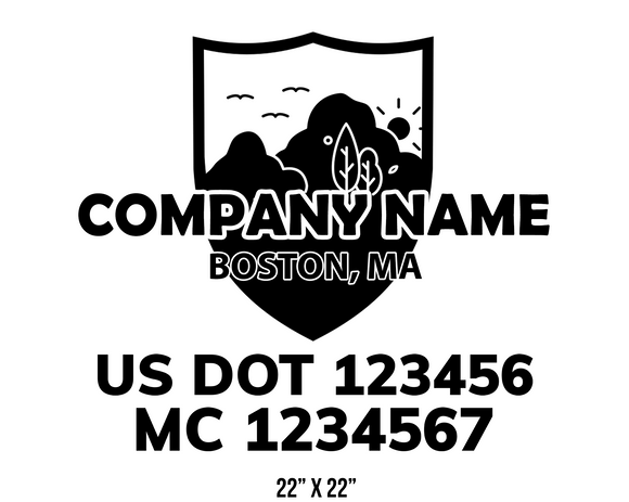 company name truck decal lawn care landscaping and usdot mc 