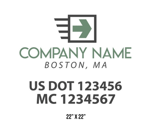 company name truck decal logistics and transportation usdot mc 