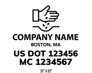 company name truck decal lawn care landscaping and usdot mc 