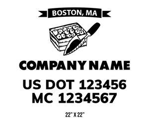 company name truck decal lawn care landscaping and usdot mc 