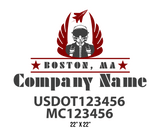 company name truck decal military and usdot mc 