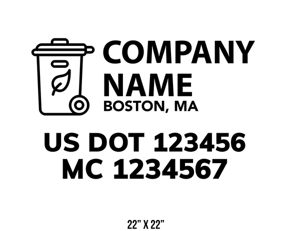 company name truck decal lawn care landscaping and usdot mc 