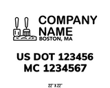 company name truck decal lawn care landscaping and usdot mc 