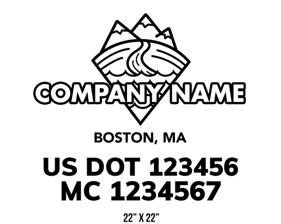 company name truck decal lawn care landscaping and usdot mc 