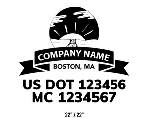 company name truck decal lawn care landscaping and usdot mc 