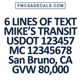 6 lines of text decal