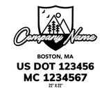 company name truck decal lawn care landscaping and usdot mc 