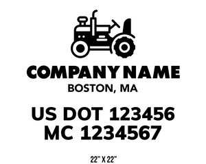 company name truck decal lawn care landscaping and usdot mc 