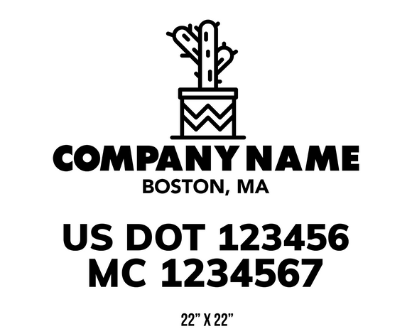 company name truck decal lawn care landscaping and usdot mc 