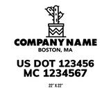 company name truck decal lawn care landscaping and usdot mc 