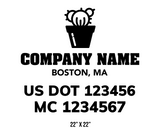 company name truck decal lawn care landscaping and usdot mc 