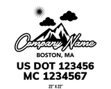 company name truck decal lawn care landscaping and usdot mc 