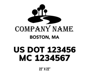 company name truck decal lawn care landscaping and usdot mc 