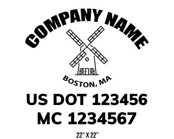 company name truck decal lawn care landscaping and usdot mc 