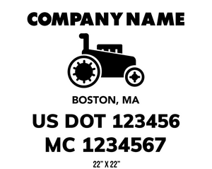 company name truck decal lawn care landscaping and usdot mc 