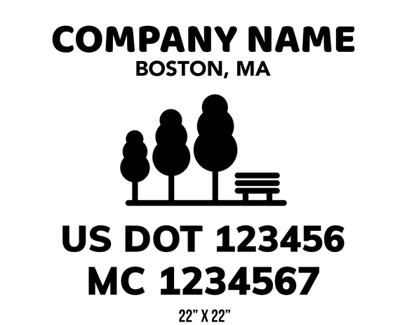 company name truck decal lawn care landscaping and usdot mc 