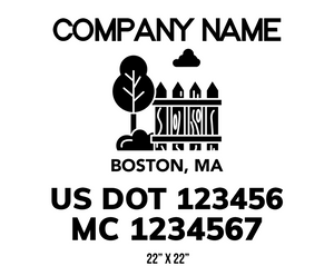 company name truck decal lawn care landscaping and usdot mc 