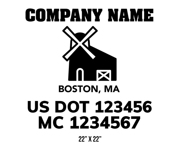 company name truck decal lawn care landscaping and usdot mc 