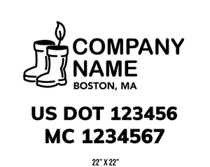 company name truck decal lawn care landscaping and usdot mc 