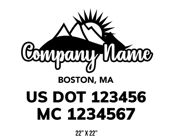 company name truck decal lawn care landscaping and usdot mc 