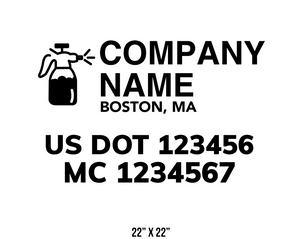 company name truck decal lawn care landscaping and usdot mc 