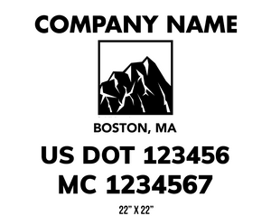 company name truck decal lawn care landscaping and usdot mc 